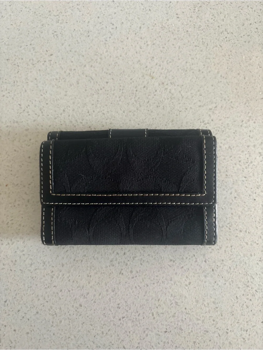 Coach Black Signature Jacquard Trifold Wallet